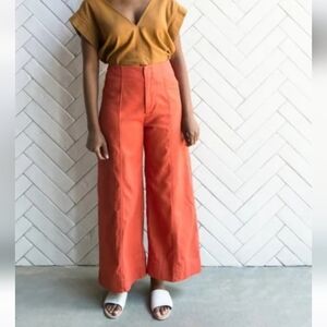Esby Apparel Lucia Canvas Orange Wide Leg Pants Size 0 Cotton Front Seams